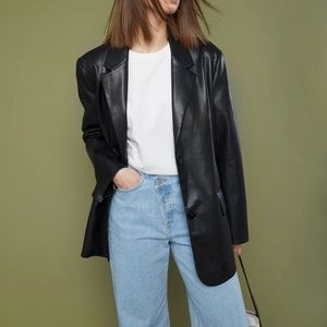 Oak + Fort Vegan Leather Blazer